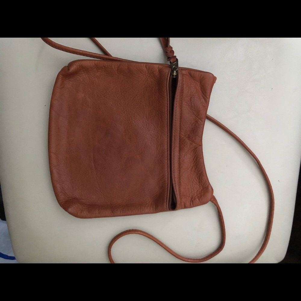 Brown all leather small crossbody.